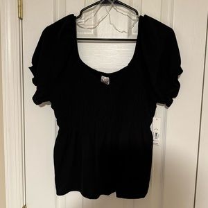 Ruched Black Top
